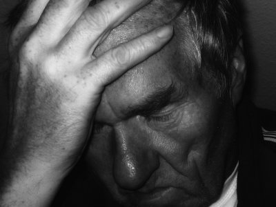 Sad lonley elderly man