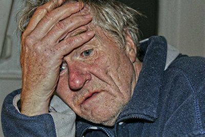 Worried looking old man